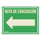 Letrero "ruta de evacuacion" fecha a a izquierda truper
